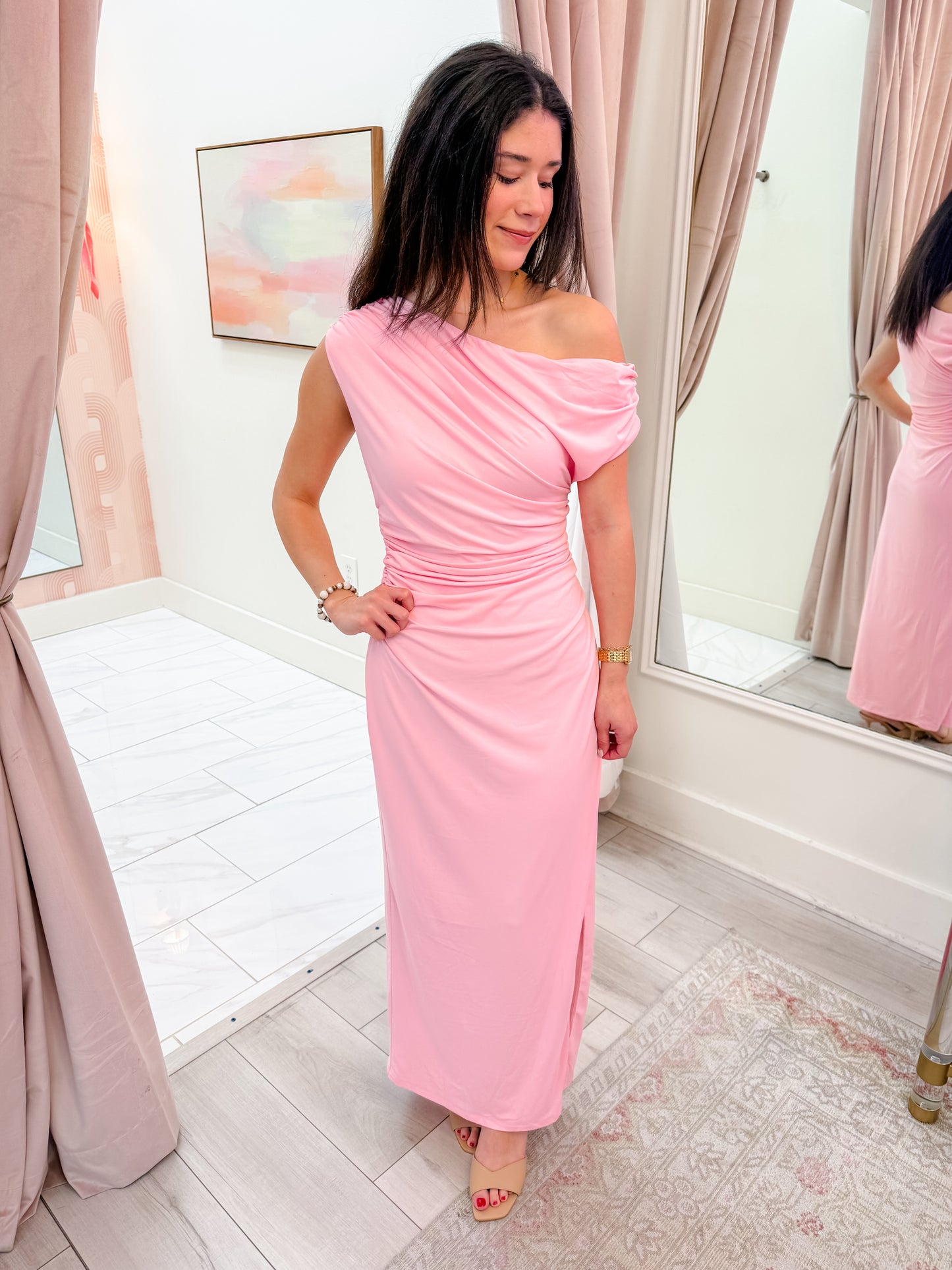 Calista Off Shoulder Midi Dress