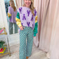 Mardi Gras Plaid Printed Pants