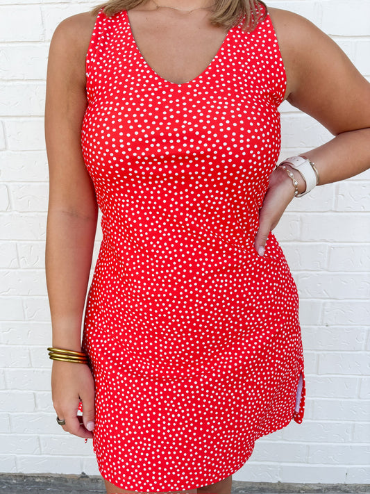 The Campbell Dress Tomato Dot