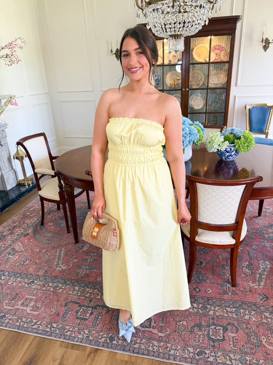 Lemon Drop Strapless Maxi Dress