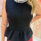 Jewel Trim Peplum Knit Top