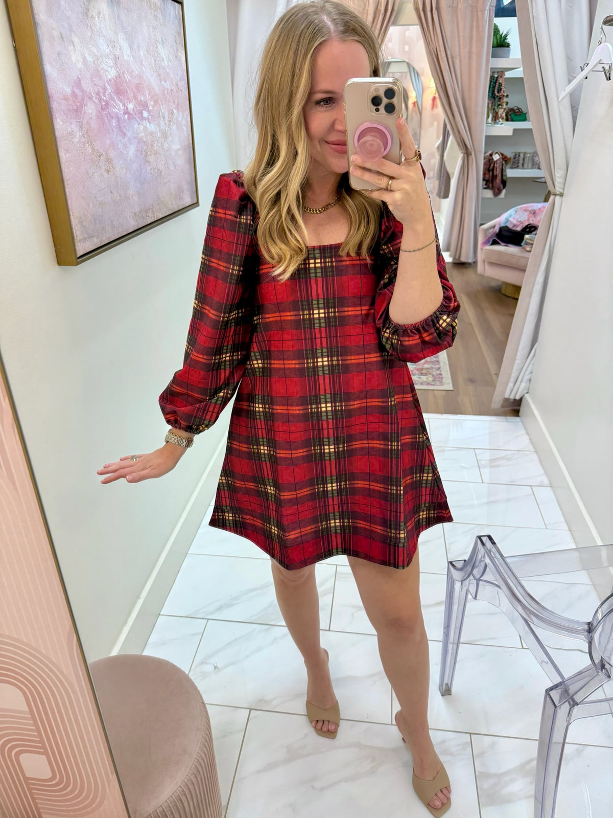 Collins Dress Cabernet Plaid