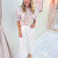 French Floral Novelty Collar Top