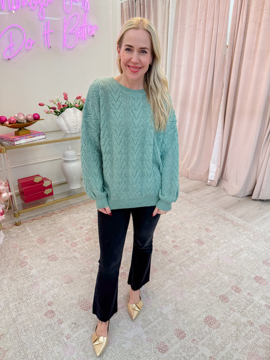 Evergreen Pointelle Sweater