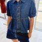 Klein Collared Denim Top & Short Set