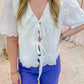 Brielle Floral Embroidered Tie Blouse