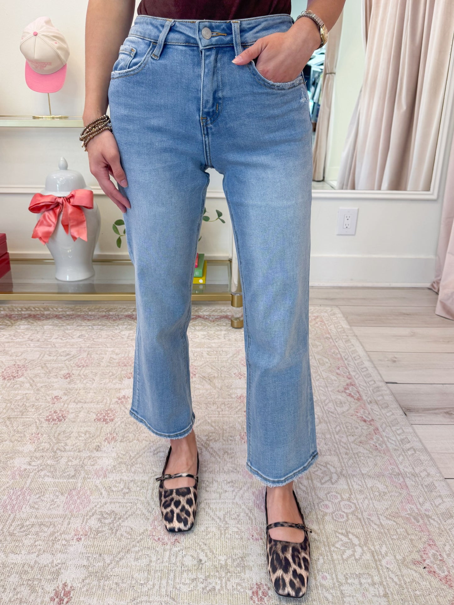 High Rise Slim Wide Crop Jean