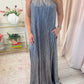 Athena Maxi Dress Pleated Silver