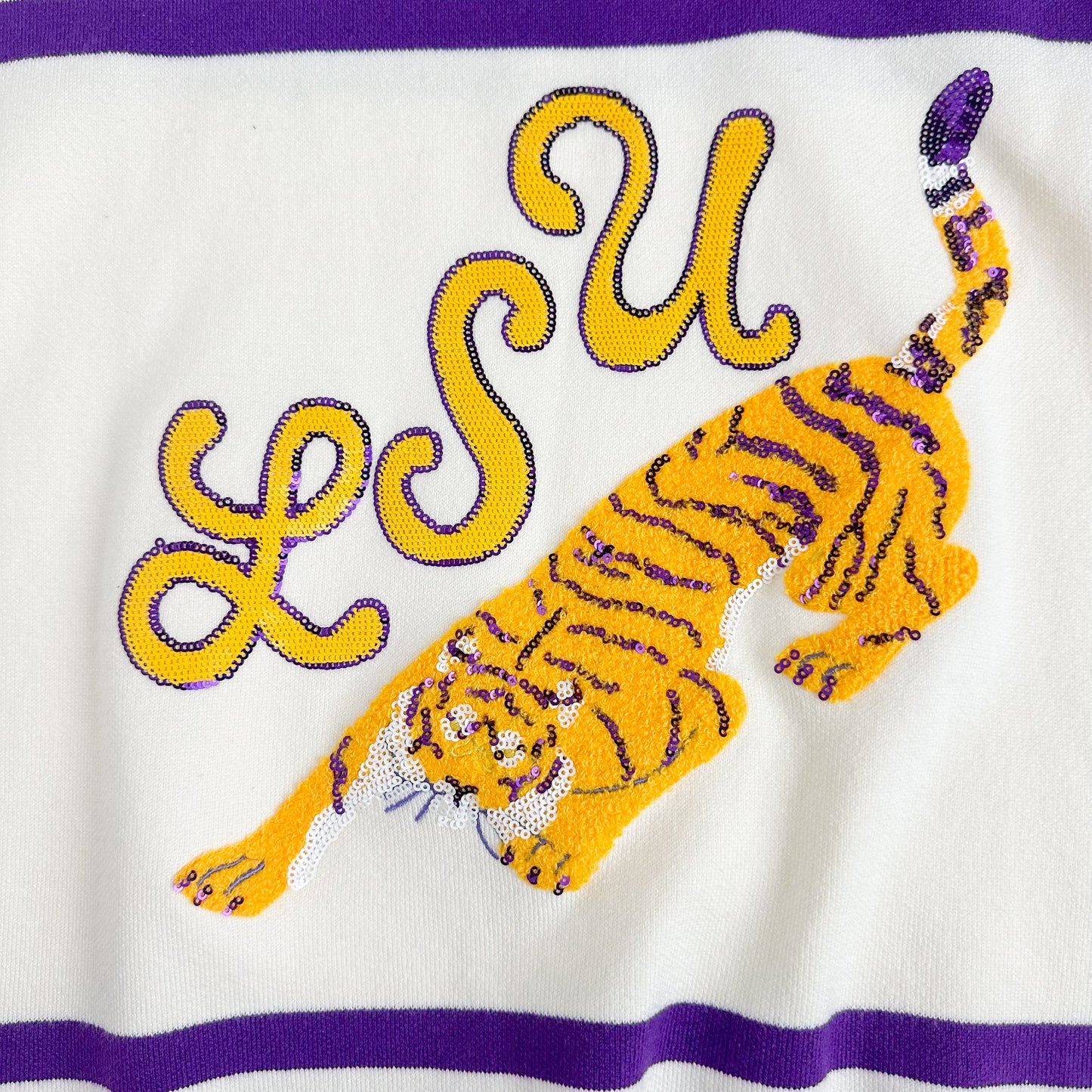 LSU Tiger Striped Sweater Top