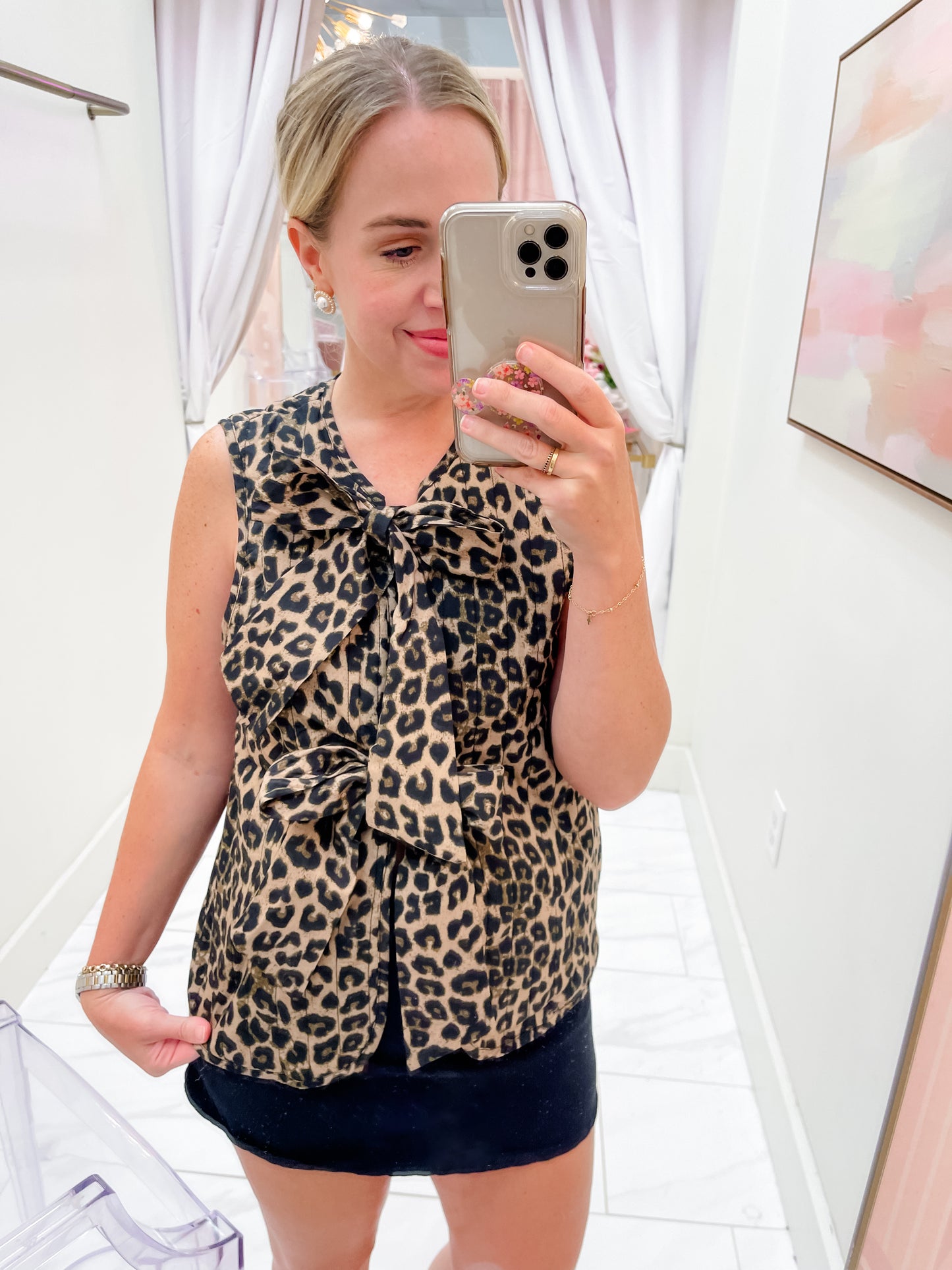 Catya Leopard Tie Vest