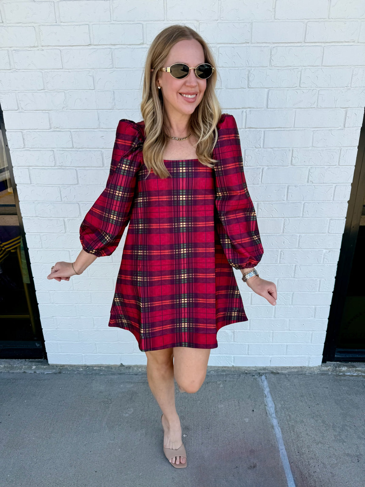 Collins Dress Cabernet Plaid