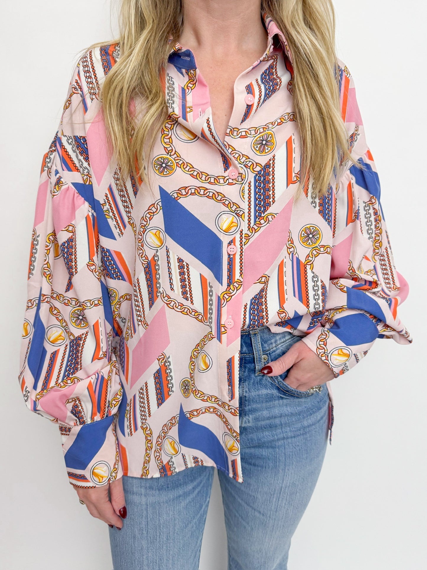 Charlene Chain Button Up Blouse