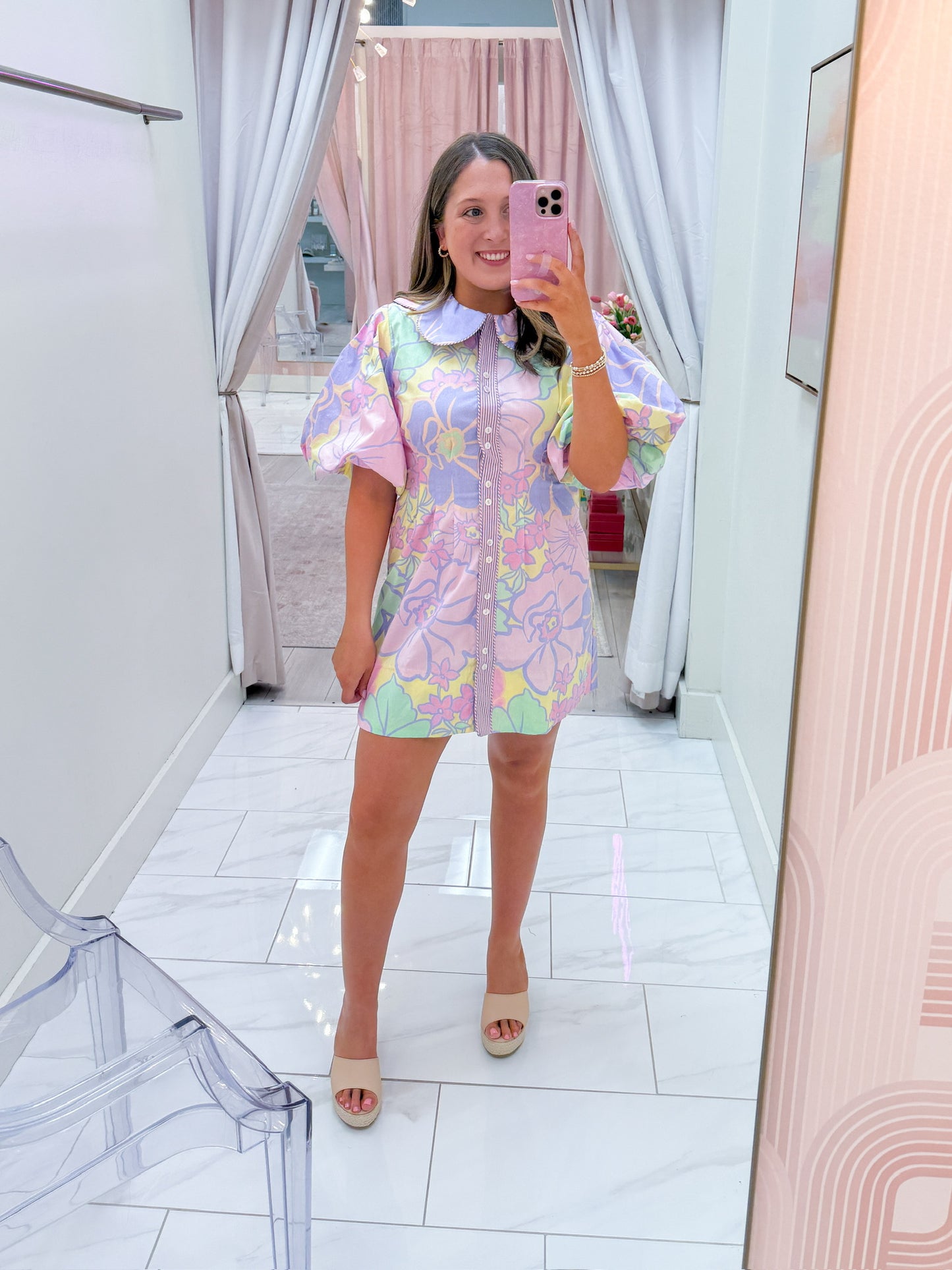 Paige Floral Poplin Puff Sleeve Dress