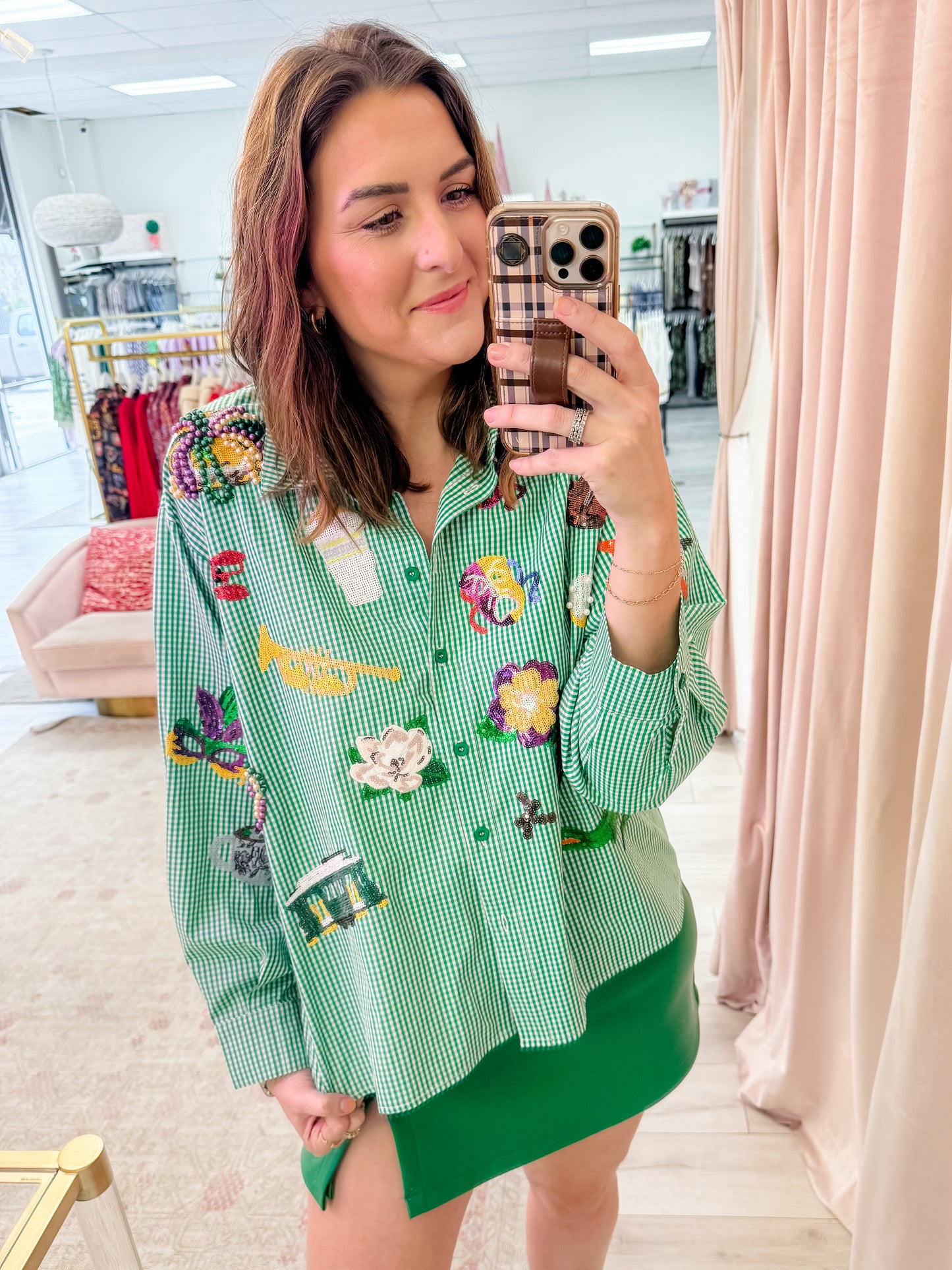 Gingham Mardi Gras Icon Top