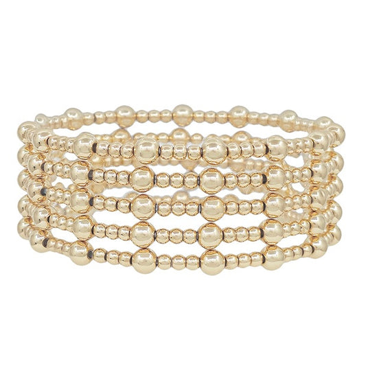 Gold Beaded 5 Bracelet Set