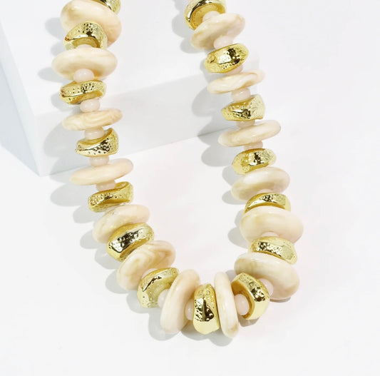 Ivory & Gold Disc Necklace