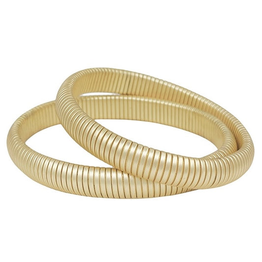 Gold Ribbed Stretch Bracelets