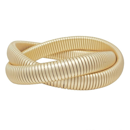 Gold Ribbed Twist Bracelet