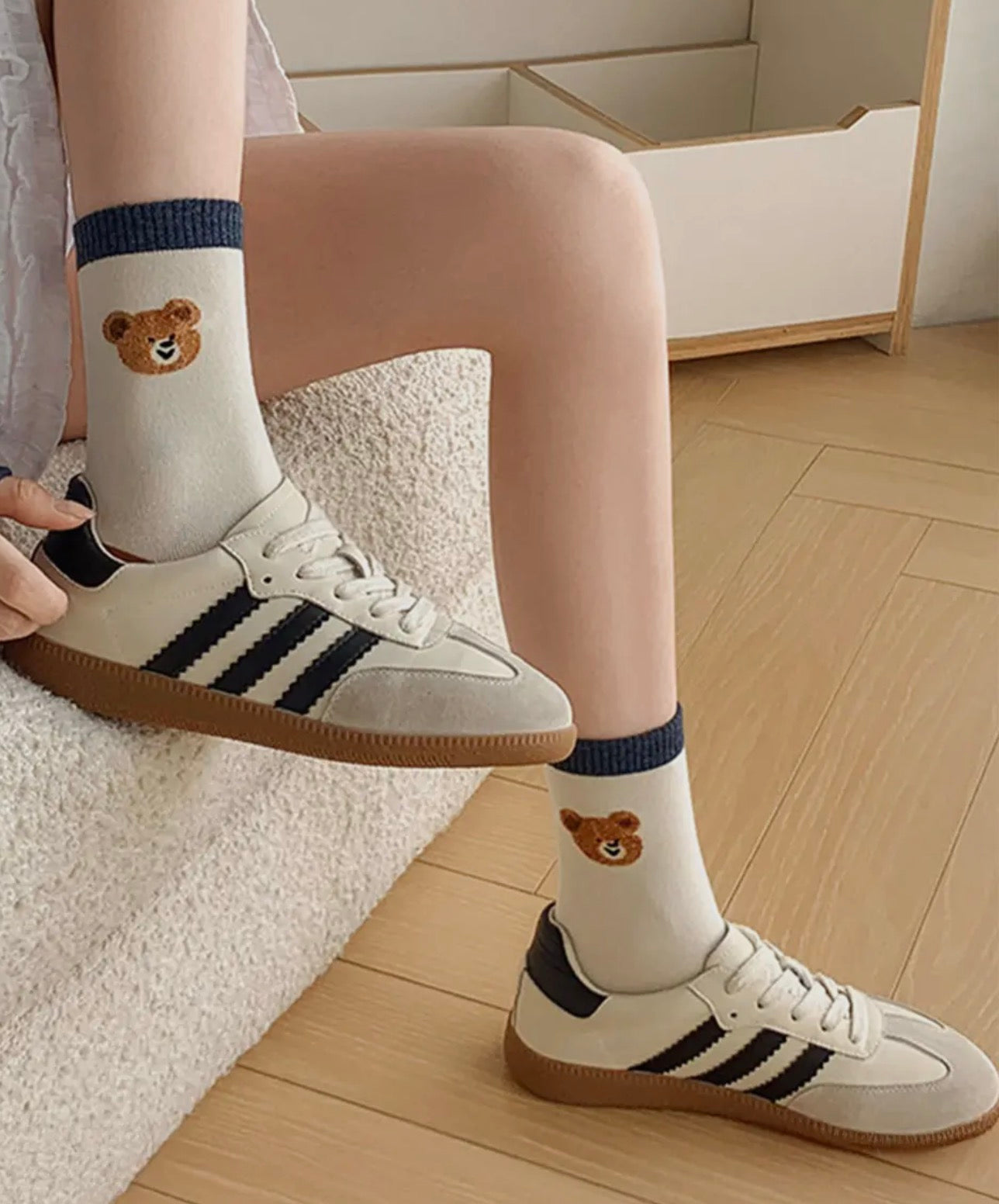 Brown Bear Knit Crew Socks