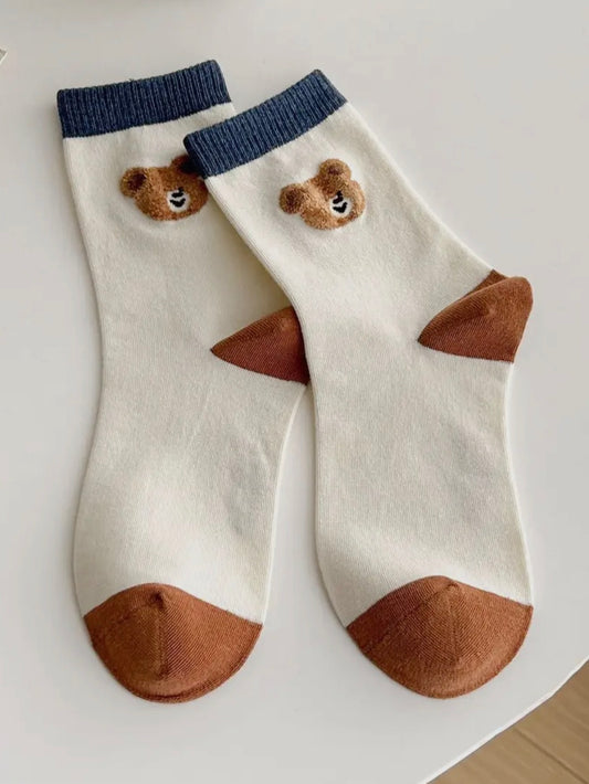 Brown Bear Knit Crew Socks