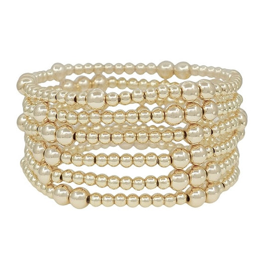 Gold Beaded 7 Bracelet Set