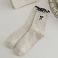 Bow Embroidered Speckle Crew Socks