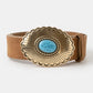 Large Western Turquoise Buckle Vegan Leather Belt