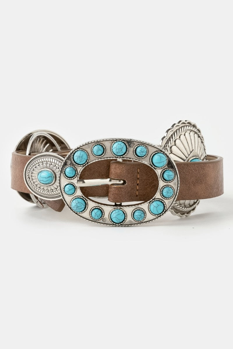 Western Turq Buckle Concho Belt