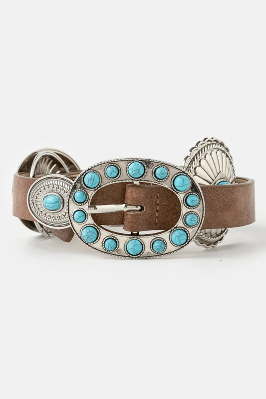 Western Turq Buckle Concho Belt