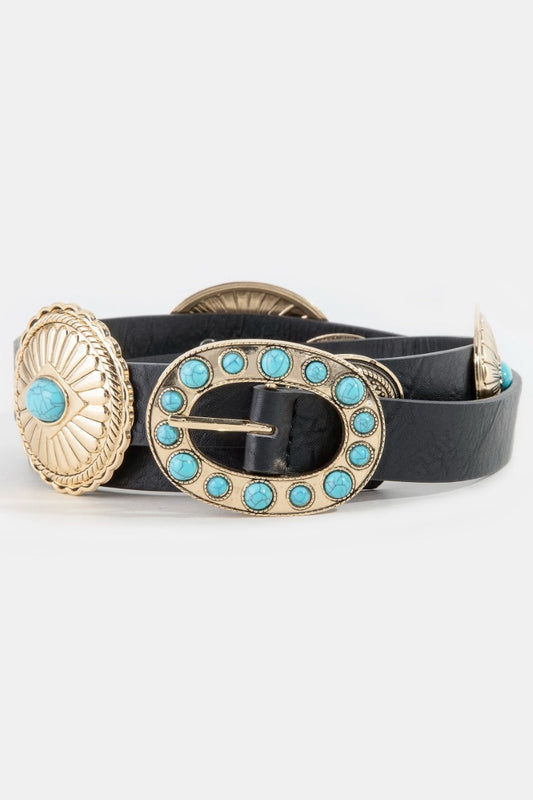 Western Turq Buckle Concho Belt