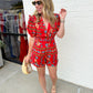 Aria Floral Ruffle Belted Romper
