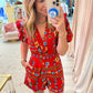 Aria Floral Ruffle Belted Romper