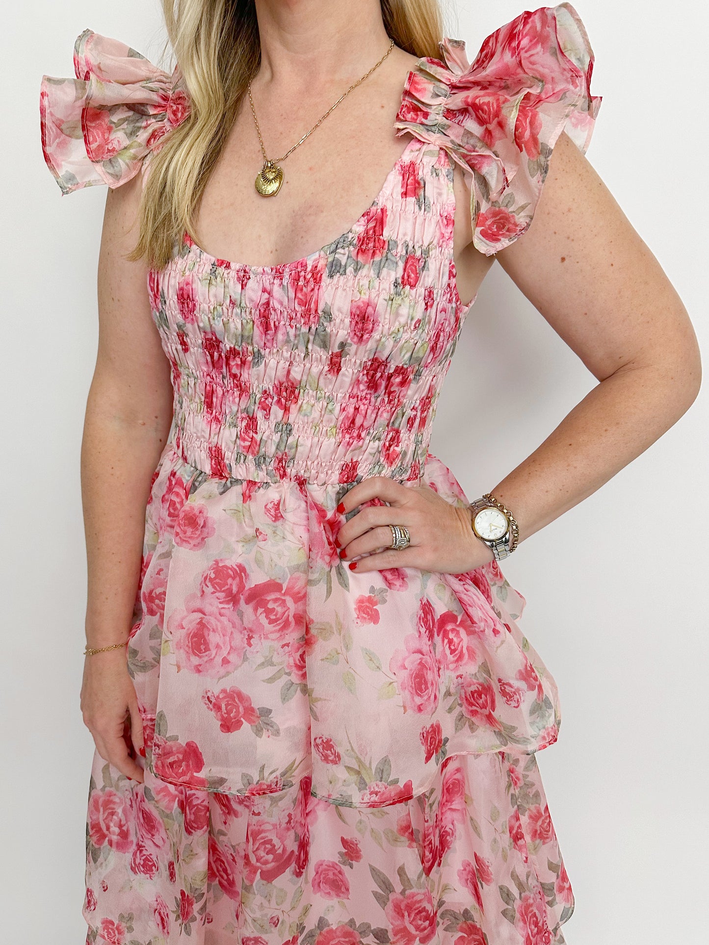 Leah Organza Floral Midi Dress