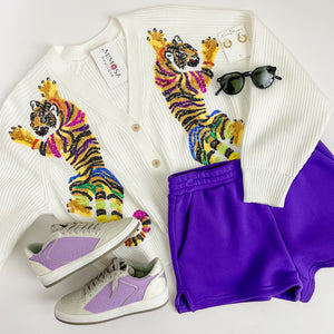 Rainbow Tiger Sequin Cardigan
