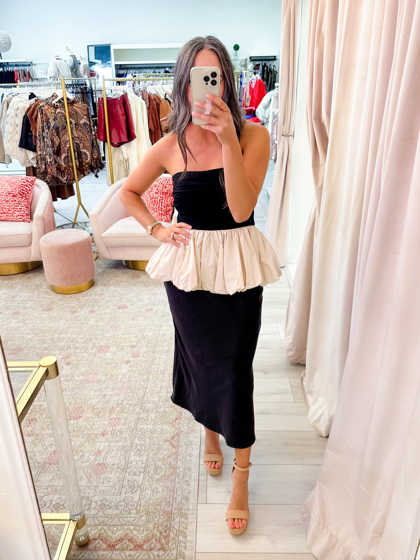 Paige Bubble Hem Strapless Top