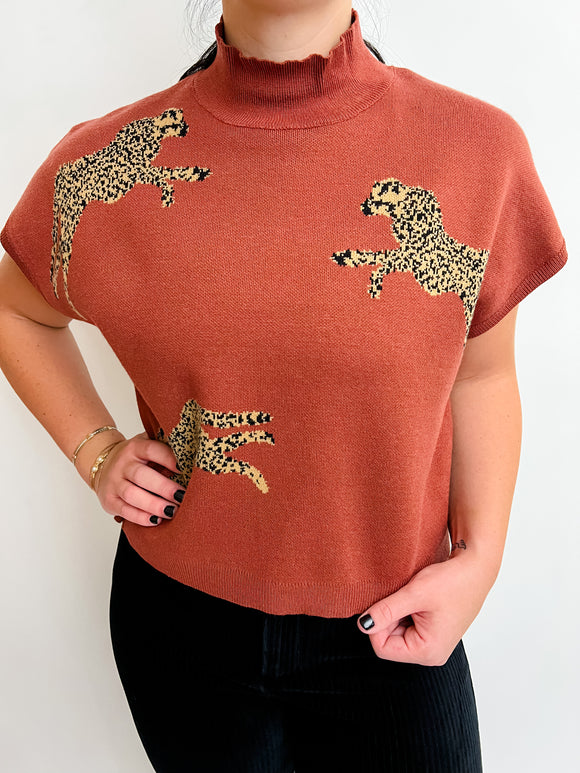 Pounce Mock Neck Sweater Top