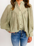 Bria Solid Pleat Top Blouse