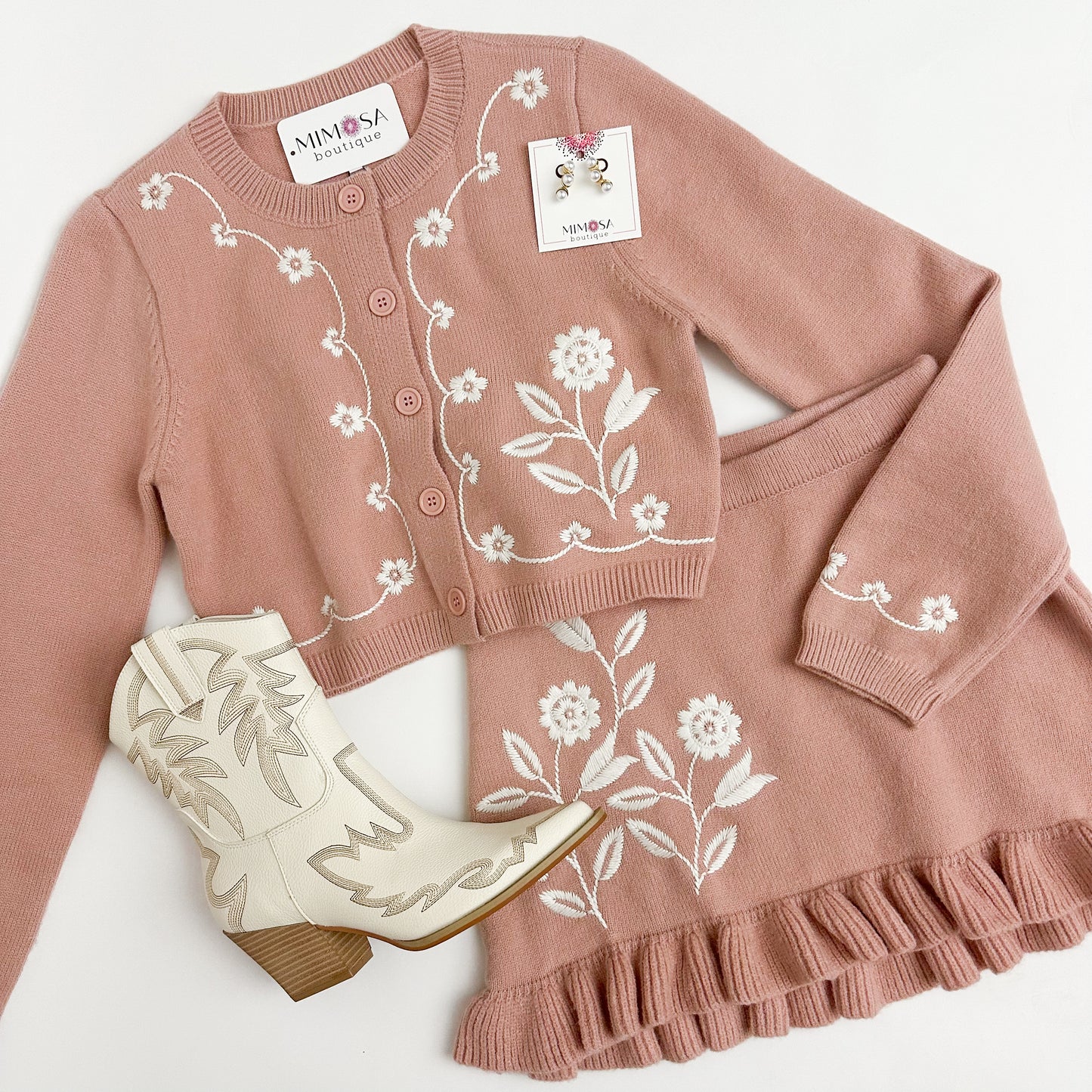 Flora Cardigan and Skirt Set