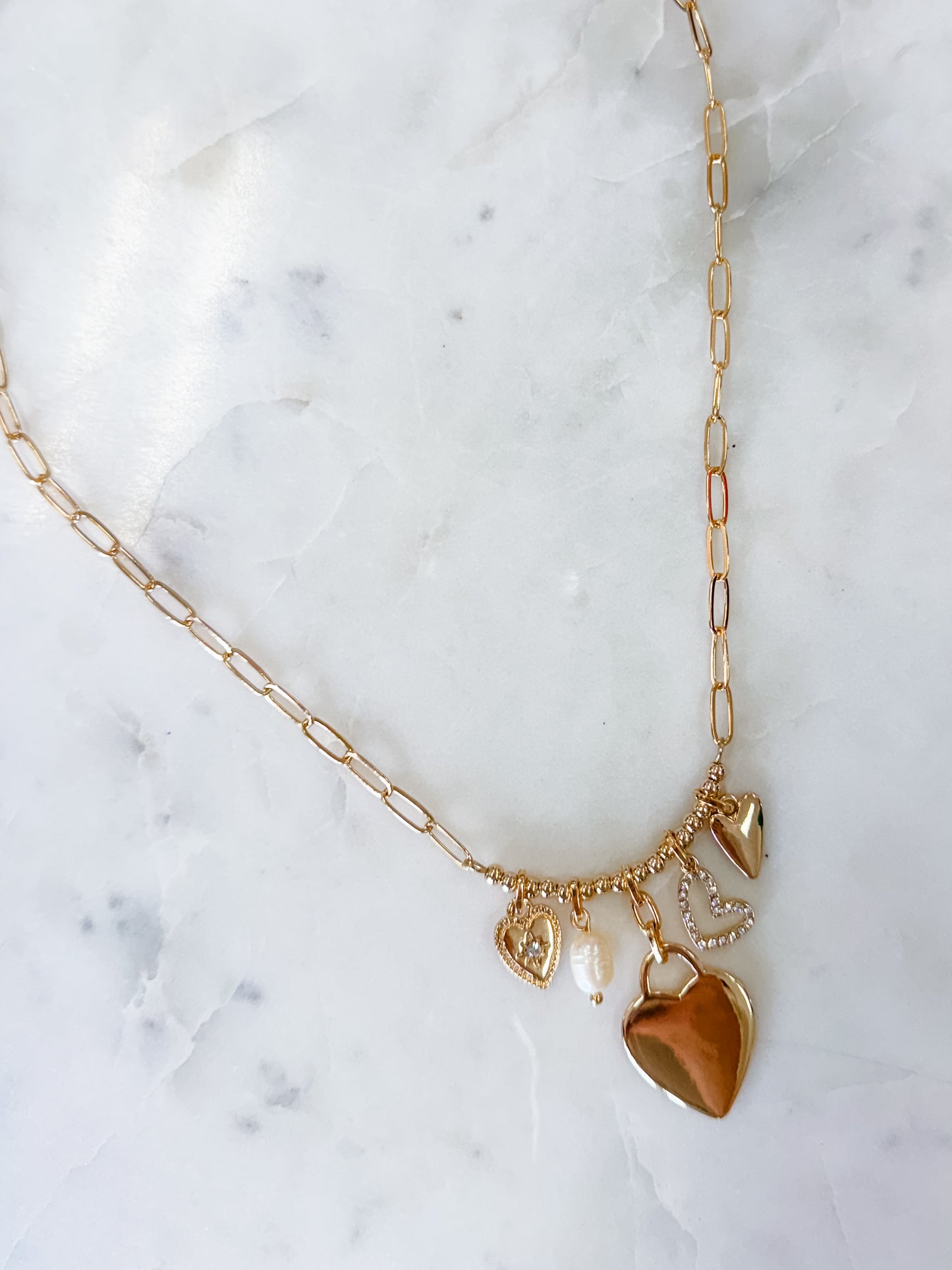 Open Heart Clear Charm Necklace