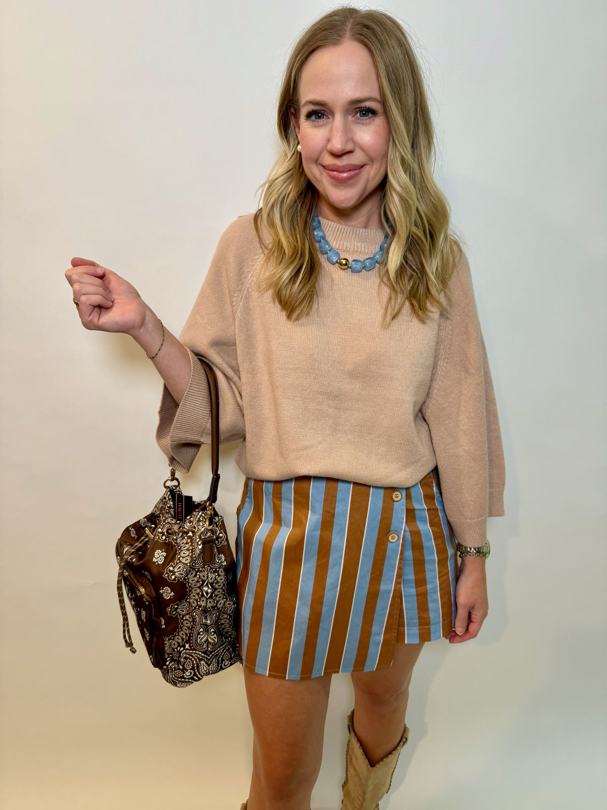 Bold Wrap Stripe Skort