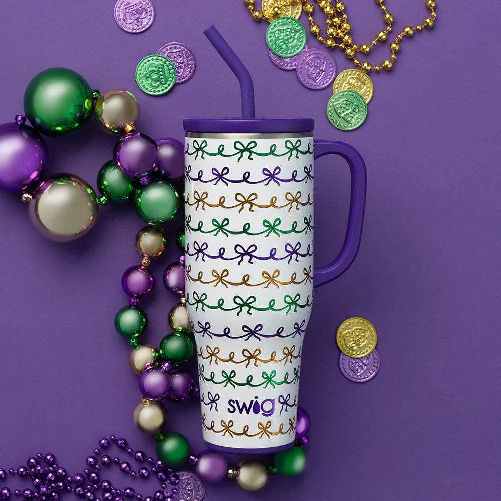 Swig Mega Mug 40oz-Mardi Gras Bows
