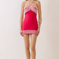 Stripe Trim Halter Mini Dress