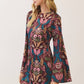 Floral Print Bell Sleeve Mini Dress