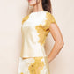 Gold Lace Trim Asymmetrical Top