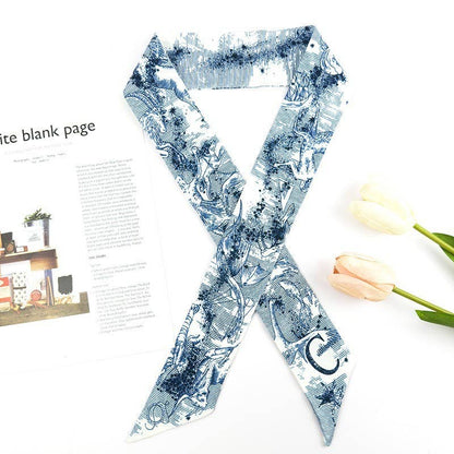 Blue Toile Twilly Scarf