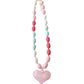 Roxie Pink & Blue Mix Beaded Necklace with Heart Charm
