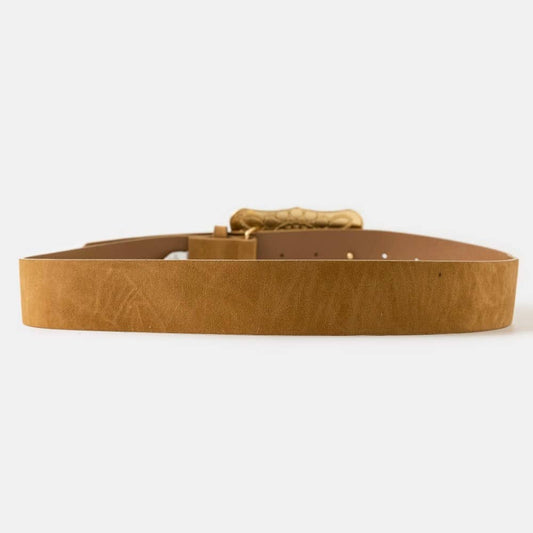 Large Turq Stone Concho Buckle Leather Belt