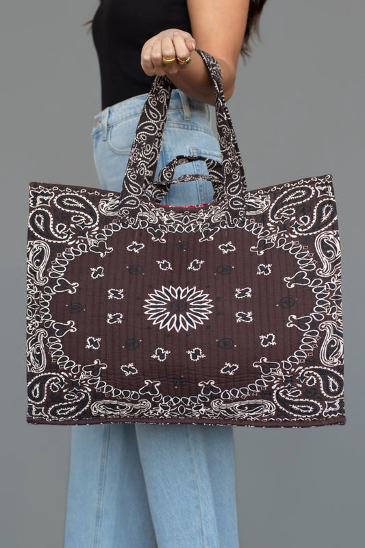 Bandana Print Quilted Tote