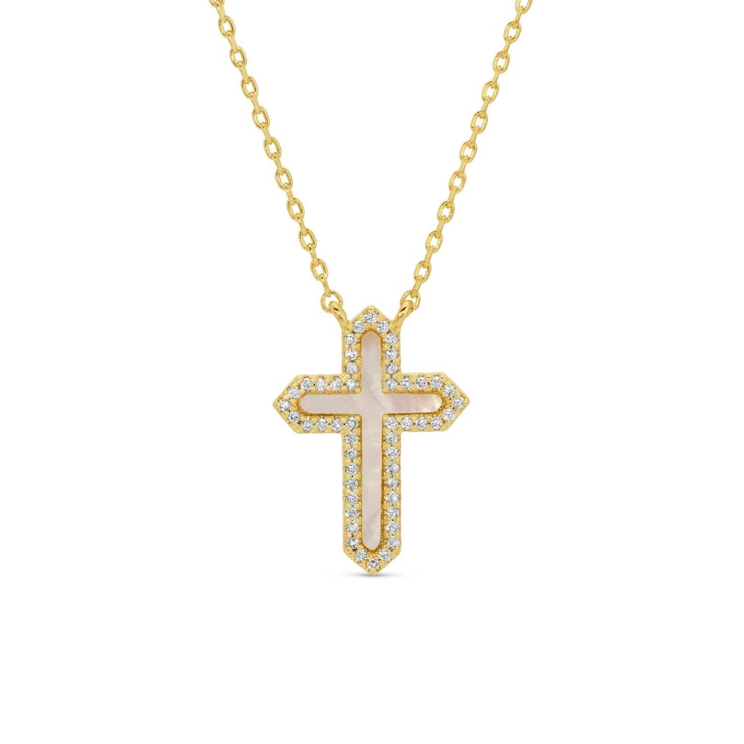 Feel The Faith Shell Pavé Cross Necklace