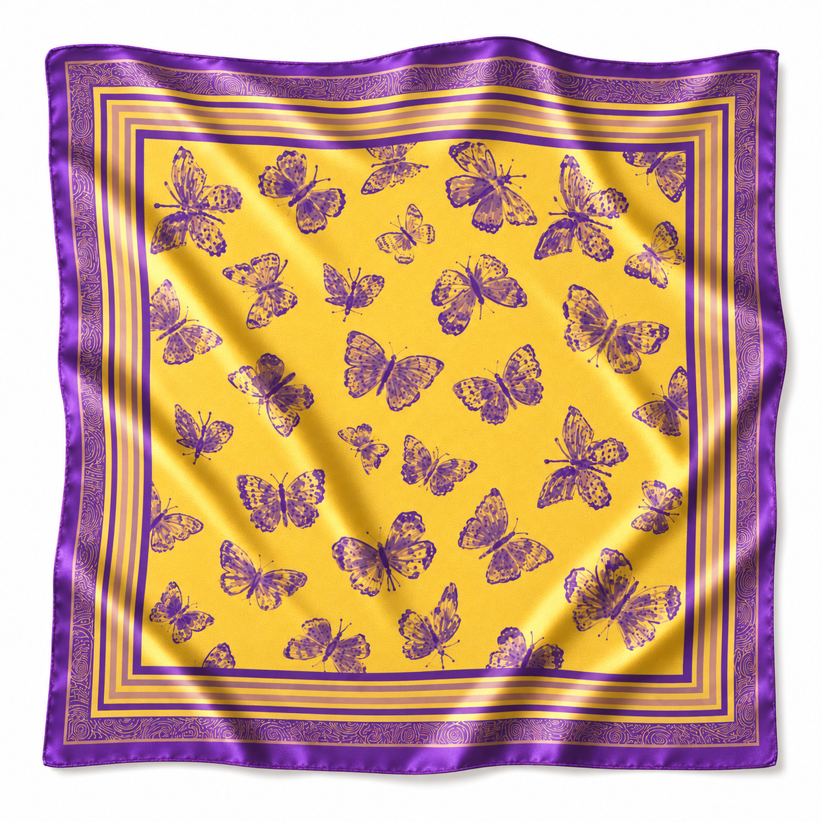 32" Butterflies Purple & Gold Gameday Bandana Scarf